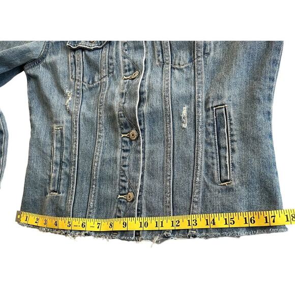Old Navy Denim Jean Jacket Distressed Women Size Small classic 80s 90s y2k retro - Picture 7 of 7